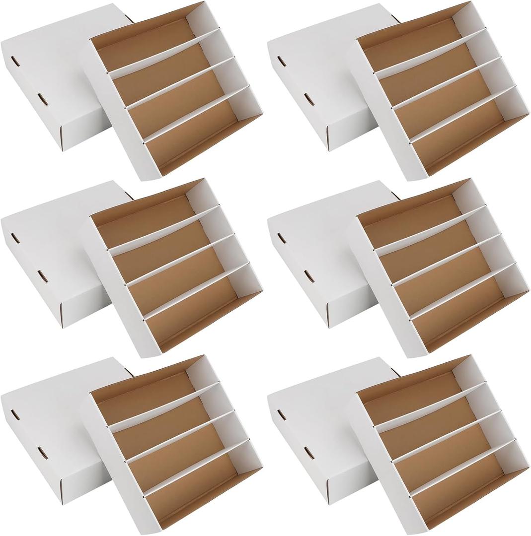 Trading Card Storage Box 3120 Count Collector Cards Box White Sports Card Storage Boxes Card Sorting Tray Cases Cards Collection Trading Cards Box for Soccer Basketball Cards(6 Set)