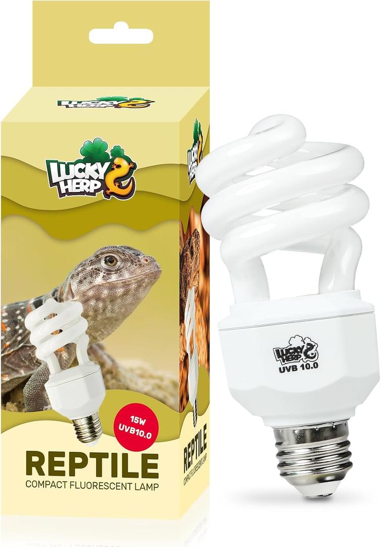 LUCKY HERP UVA UVB Reptile Light 10.0, Desert UVB 150 Compact Fluorescent Lamp, UVB Light for Reptiles 15W, UVA UVB Reptile Light Bulb, UVB Bulb for Reptiles Bearded Dragons Lizards Tortoises Snakes