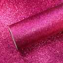 VEELIKE Hot Pink Glitter Wallpaper Stick and Peel Sparkle Pink Wallpaper for Girls Bedroom 15.7''x354'' Removable Glitter Fabric Vinyl Roll Self Adhesive Pink Contact Paper for Walls Cabinets Drawers