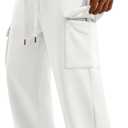 Boys' Cargo Sweatpants Baggy Wide Leg Elastic Waist Open Bottom Casual Pants Workout Active Joggers with 4 Pockets (White) 12-13 Years