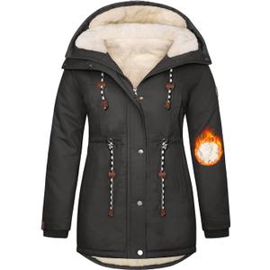 Yusongirl Plus Size Women's Winter Parka Coat Heavy Cotton Outer Shell Fleece Lined Hoody for Cold (4X-Large Plus, Dark Grey)
