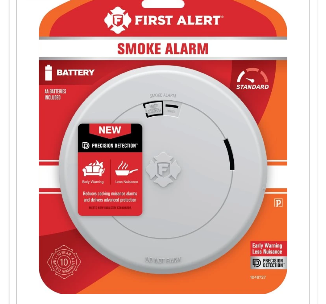 First Alert 10 Year Slim Battery-Powered Photoelectric Smoke Detector