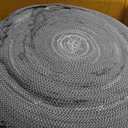 BIRDROCK HOME Outdoor Pouf Ottoman | Hand Woven Waterproof Foot Stool with Bead Bag Filling | Boho Foot Rest for Patio, Living Room, Porch & Outdoor Seating | Lightweight, Soft Stuffed Chair | Grey