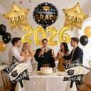 3 x 2026 Congrats Grad balloons Grad Ballons Gold Number 2026 Balloon Graduation Foil Balloon for Class of 2026 Graduatio Party Decorations