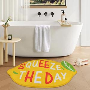 Vanleonet Lemon Bath Mat, Bathroom Rugs Non Slip Washable, Fluffy Plush Soft Absorbent Bathroom Rug, Cute Lemon Rug 30x20 Inches