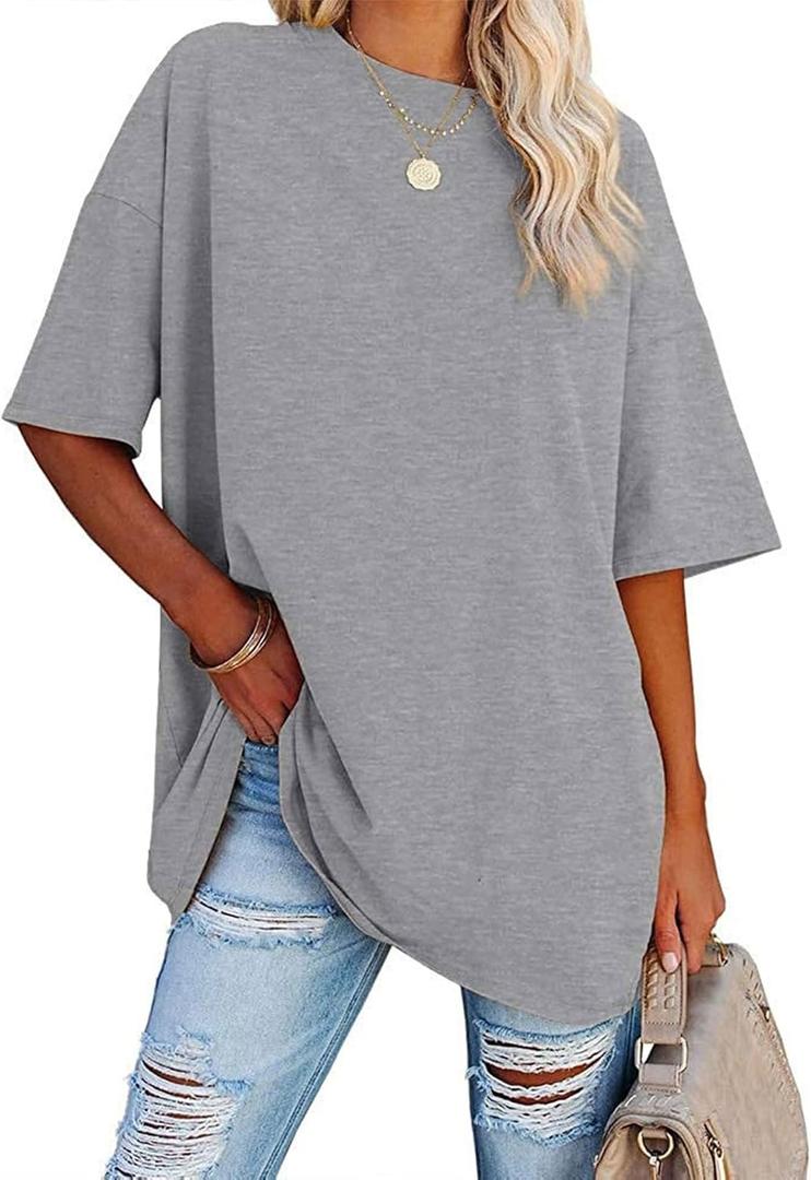 luwita Oversized T Shirts for Women Loose Fit Crewneck Short Sleeve Tops Summer Casual Blouse Y2K 2026 Basic Tees (XL)