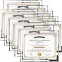 Hoikwo 8.5 by 11 Picture Frames, 10 Packs 8.5x11 Silver Glass Certificate Frames for 8.5 x 11 Document Diploma Award, Only for Tabletop Display Vertically or Horizontally