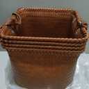 13x13x13 Laundry Baskets Hampers, Wicker Storage Baskets for Shelves, Woven Basket for Blankets, Clothes, Organizer Storage Bins with Handles, Set of 4-Brown
