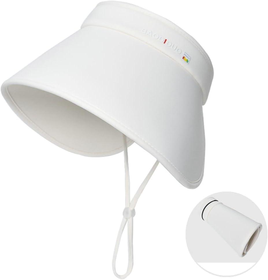 Sun Visor Hats for Women Wide Brim UPF 50+ UV Sun Protection Visor Hats Casual Adjustable Roll up Summer Beach Caps