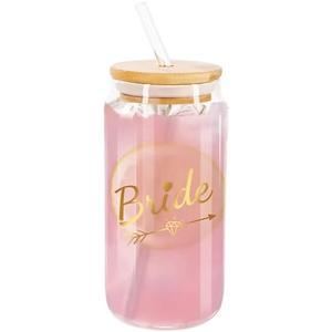 MGupzao Bride Cup - Bride Gifts for Bride To Be 16 Oz Coffee Glass Wedding Gifts For Bride, Bridal Showe Gifts, Engagement Gift for The Bride To Be Bachelorette Party Supplies, Pack Of 2