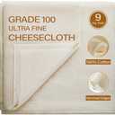eFond Cheesecloth, 9 Square Feet Grade 100 Cheese Cloths for Straining Reusable, Washable, Lint Free and Ultra Fine Mesh Unbleached Pure Cotton Cheese Cloths for Cooking with Hemmed 2 Edges (1 Yard), 5Pack