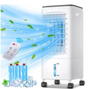 Evaporative Air Cooler, 3-in-1 Air Cooling Fan w/ 3.5L Water Tank & 2 Ice Packs, Remote Control, 4 Modes, 3 Speeds, 12H Timer, 70 Oscillation, Portable Swamp Cooler for Bedroom Home Office