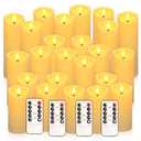 YOROXRG 23 Pack Christmas Decoration Flickering Flameless Candles, Battery Operated Candles,LED Candles for Home Decor,Wedding,Halloween,Birthday,Valentine'sDay (D2.2 xH 5" 6" 7" Ivory)