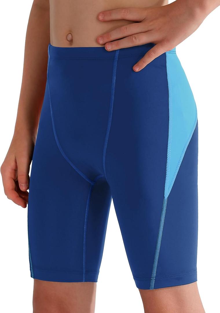 Boys Swim Jammers - Youth Competitive Swim Racing Team Swimming Shorts Swimsuit Trunks Bathing Suit Quick Dry UPF 50+ (X-Small, 05-royal Blue/Blue)