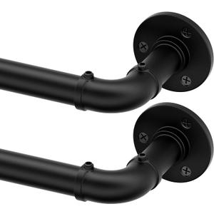 Curtain Rods for Windows 66 to 120, Industrial Heavy Duty Curtain Rods 2 Pack, Wrap Around Black Curtain Rod, Blackout Outdoor Curtain Rod, Room Divider Curtains Rod, 1 Inch Adjustable Drapery Rod