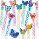 24 Packs Mini Bubble Butterfly Wands Birthday Party Favors for Kids, School Kids Theme Party Supplies,Goodie Bags Stuffers,School Classroom Students Prizes