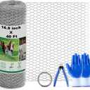 Chicken Wire Fencing Mesh, 16.9 Inch x 40 Feet Metal Floral Chicken Wire Fence for Crafts Poultry Garden, 0.6 Inch Hexagonal Galvanized Hardware Cloth Netting for Chicken Coop Barrier Rabbit Cage