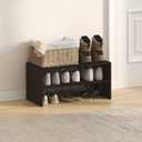 Furinno Fano Shoe Rack, 24-Inch Width Shoe Organizer, Stackable, Black Oak
