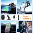YRU [True Military-Grade] Wireless Car Charger Mount, 15W Charging Auto Clamping Car Phone Holder [98+LBS Strong] Dashboard Windshield Vent Cellphone Holder for iPhone 17 16 15 Pro Max Samsung, Black
