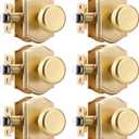 6 Pack Pismo Doorknobs for Hall, Gold Interior Door Knobs with Camelot Trim, Satin Brass Interior Door Handles