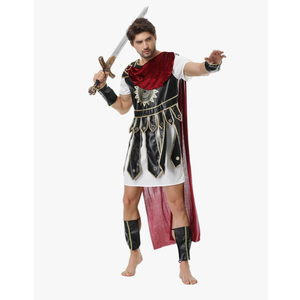 yolsun Men Roman Soldier Costume Adult Warrior Costume Halloween Brave Gladiator Cosplay Costume (Size Small)