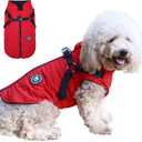 Norbi Dog Coat - Winter Jacket with Built-in Harness, Adjustable Warm Coats for Large Dogs, Perfect for Cold Weather (Red) Size 5XL