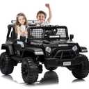 GAOMON - 24V 2-Seater Kids Electric Truck with Parent Remote Control, 100Min Ride-on Car, 4WD Dual Motor, 2 Speeds - Black