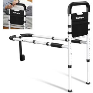 Bed Rails for Elderly Adults Safety 2026 Upgrade - ASTM Certified, 350 LBS Capacity, Tool-Free Assembly, Non-Slip Ergonomic Handle with Storage Pocket, Safe Bed Rails for Seniors (Medium-Straight handle, Black)