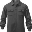 Men's Fleece Cargo Jacket Tracksuit Set 2 Pieces Solid Color Long Sleeve Button up Jacket and Cargo Pants Set, XL