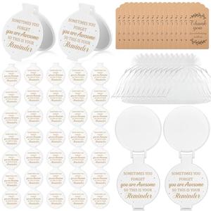 Geetery 50 Set 2.36 Inch Inspirational Compact Mirror Bulk Women Small Gifts Graduation Party Favors Purse Pocket Mirror with Thank You Tag Organza Bag for Teacher Coworker Employee(White)
