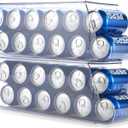 Prsildan Large Soda Can Organizer with Lid, Rolling Soda Dispenser for Refrigerator, Clear Acrylic Drink Dispenser for Fridge Organizer Bins - Stackable Pantry Storage - Holds 12 Cans Each - 2 Pack