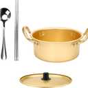 Korean Ramen Pot, Noodle Pot With Lid Spoon And Chopsticks (1pair), Korean Cookware Ramen Pots For Kitchen Cookware, 6.3 Inch (6.3"D x 6.3"W x 3"H)