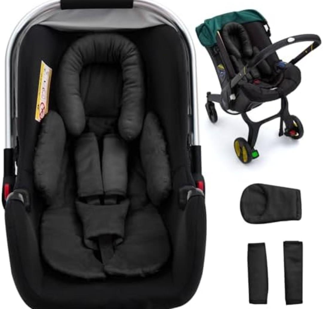 Newborn Car Seat Head Support with 3 Shoulder Covers Set, 2-in-1 Reversible Infant Car Seat Insert, Thickened Car Seat Cushion for Baby, Carseat Head Support for Preemie to Infant