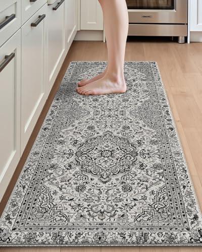 DEXI Kitchen Mats for Floor Cushioned, 23x59 Extra Large Long Runner Rug Non Slip, Waterproof Soft Comfort Standing Padded Anti Fatigue Decorative, Brown Grey