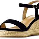 DREAMCIA Espadrilles Wedge Platform Sandals for Women Strappy Ankle Strap Buckle Open Toe Sandals Dressy Shoes Summer.8,5