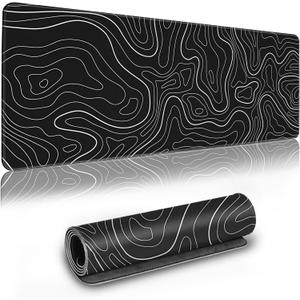 2 x Long Gaming Mouse Pad Extended Anime Large Desk Pad with Non-Slip Base Full Keyboard Mat with Stitched Edges for Gaming and Office 31.5 x 11.8 inches (Black Geometry)