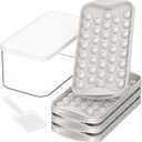 DOQAUS 4 Pack Round Ice Cube Trays with lid and Bin, Easy Pop Out with Cover for Freezer, Compact Storage Ice Bucket Kits, Scoop for Baby Food, Cocktail, Coffee (Gray)