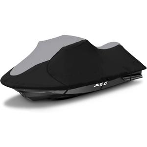 600D Jet Ski Cover - Trailerable Seadoo Cover, Waterproof Jetski Cover, PWC Cover Fits Seadoo, Yamaha, Jet Ski Watercraft Cover Fits from 103"-115" (1 or 2 Seater),Gray & Black