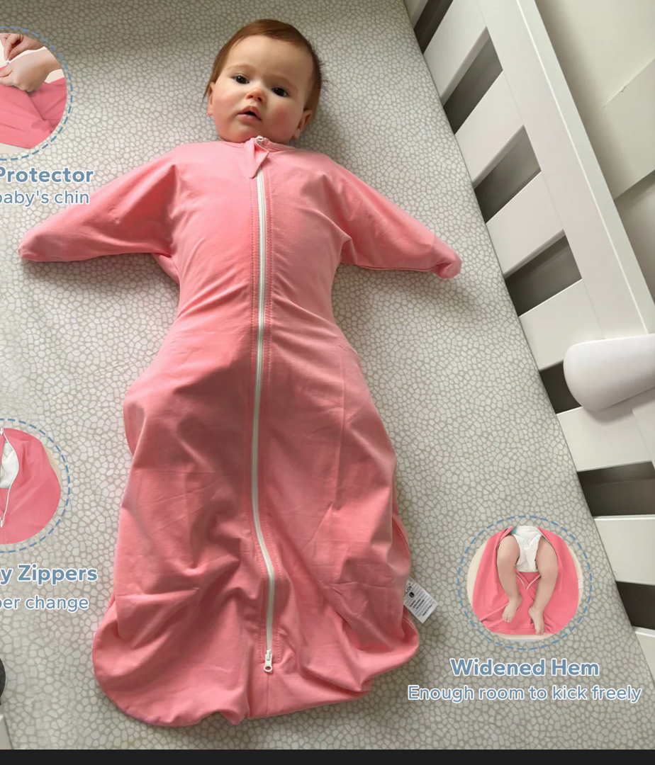 ZIGJOY Baby Swaddle Blanket Newborn Swaddling Sleep Sack Infant Wearable with 2-Way Zipper for 3-6Months Pink