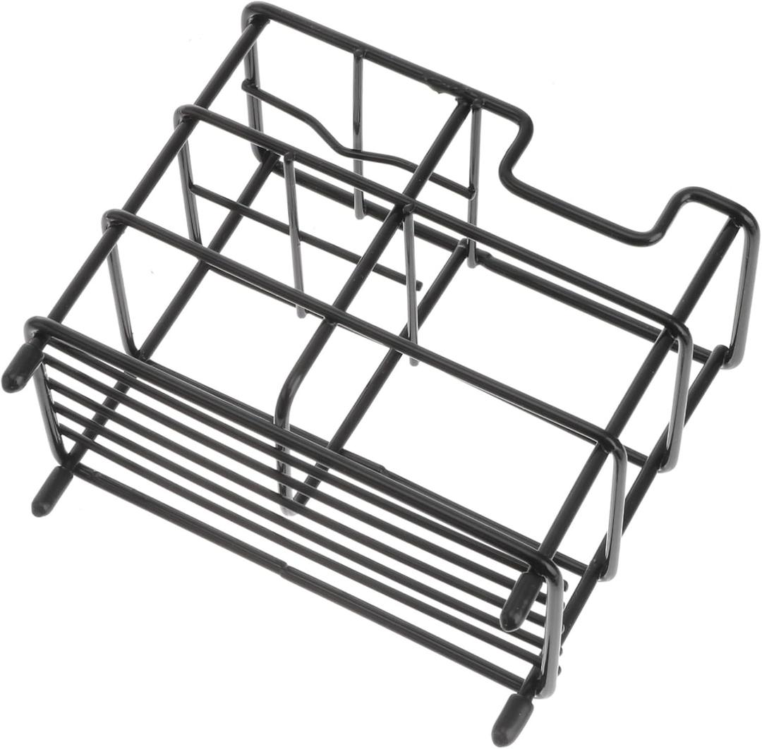 Toothpaste and Toothbrush Holder Rack Stainless Steel Storage Stand Drainage Design for Bathroom Organization Toothpaste Shelf for Washbasin Essentials (Black)