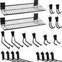 20PCS Slatwall Accessories Set, Includes 2 Pack Slatwall Wire Shelves (24 inches Width) and 18 Pack Heavy Duty Multisize Slatwall Hooks for Garage Organization, Retail Display (24 Inch)