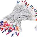 Novelty Lights 50 Feet 100 Bulb Incandescent Mini Light String, Multicolor with 6-Inch Spacing on White Wire, UL Listed Commercial Grade Indoor/Outdoor Mini Lights, Connectable End-to-End