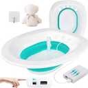 Electric Sitz Bath, Sitz Bath for Hemorrhoids, Sitz Bath for Toilet Seat, Sitz Bath for Postpartum Care, Sits Bath Kit for Women, Automatic Flushing, Foldable, Fits Universal Toilet