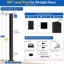 36" T304 Cable Railing Post(Post 35"x2"x2"), Level Drilled Railing Post with Cable Grommets, Modular Fixed Top Mount Cable Handrail Post, Stainless Steel Black Finish Indoor Outdoor Deck Post