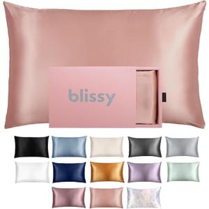 Blissy Silk Pillowcase - 100% Pure Mulberry Silk - 22 Momme 6A High-Grade Fibers - Silk Pillow Cover for Hair & Skin - Regular, Queen & King with Hidden Zipper (Standard, Rose Gold)