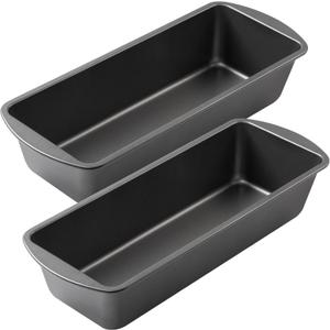 Tiawudi Extra Large Bread Pan, 13" x 5" Long Loaf Pan, Nonstick Baking Pan, Rectangular Loaf Tin, Set of 2 (Gray)