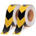 2 Inch X 200 Feet Black Yellow Arrow Reflective Hazard Safety Warning Caution Tape, Reflector Industrial Marking Tape for Trailers Vehicles Stairs Steps Floor Boats Outdoor Waterproof