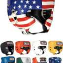 Ringside Competition Boxing Muay Thai MMA Sparring Head Protection Headgear with Cheeks (Small, US Flag)
