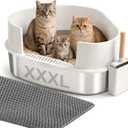 Gimars XXXL Stainless Steel Litter Box with Lid, 26.6" L x 20.3" W x 11.8" H Triangle Corner Metal Litter Box for Big Cats, Space-Saving Side Entry, High Sides, Easy to Clean