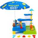 MUGEYMYD Water Table for Toddlers 3-5, Rain Showers Splash Pond Sensory Sand Playset with Umbrella, 16 PCS Accessories, Outdoor Summer Toy for Boys and Girls.